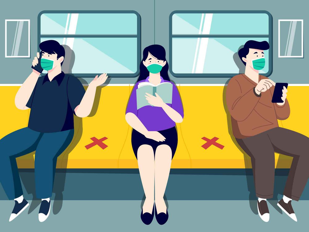 Free Practicing Social Distancing Illustration