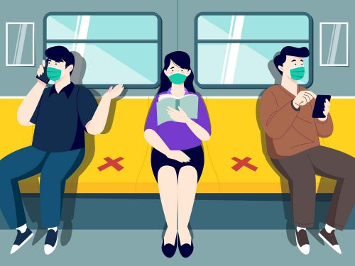 Free Practicing Social Distancing Illustration