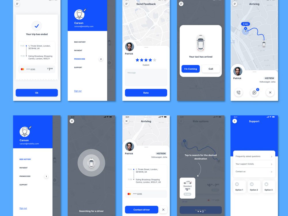 Free Taxi App UI Kit
