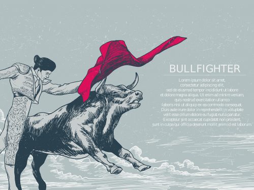 Hand Drawn Bull Fighter Vector Illustration