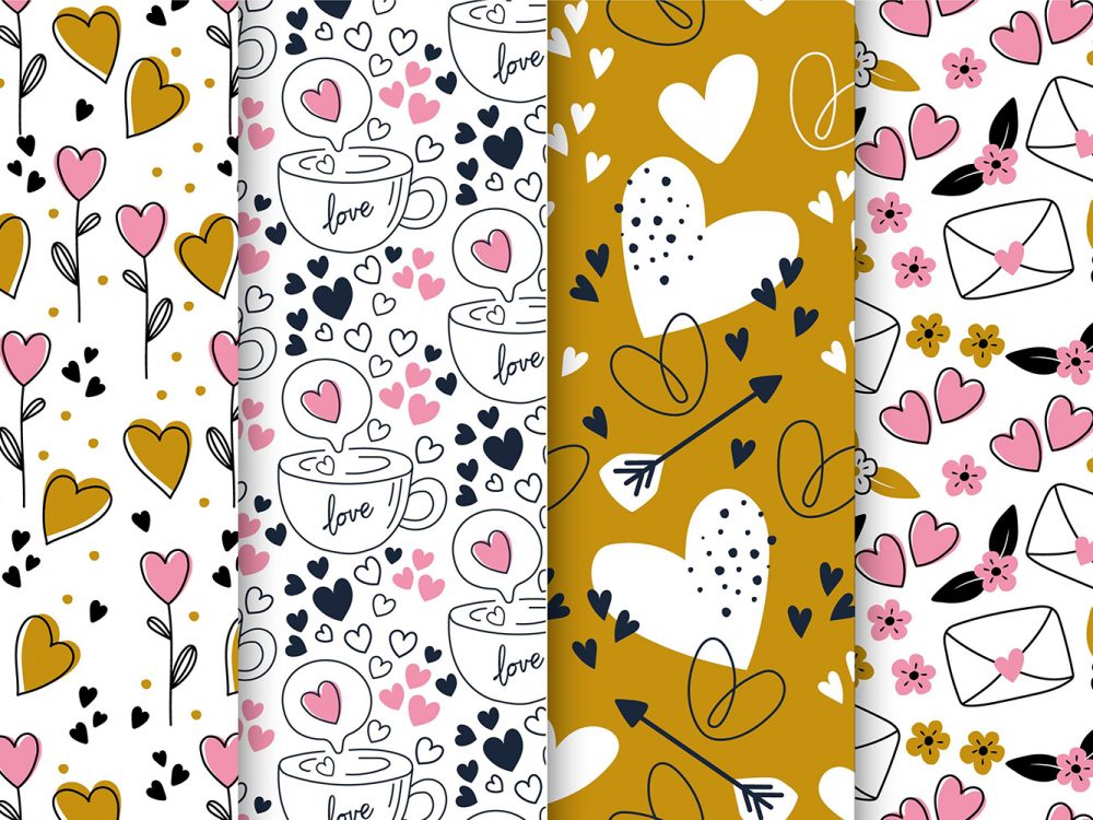 Hand Drawn Malentine's Day Pattern Collection