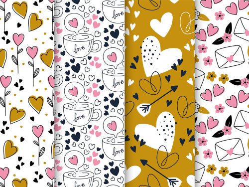 Hand Drawn Malentine's Day Pattern Collection