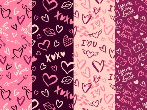 Hand Drawn Valentines Day Pattern Collection