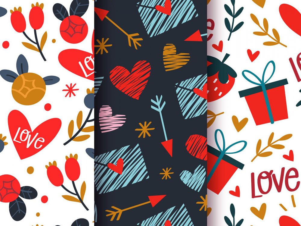 Hand Drawn Valentines Day Pattern Collection