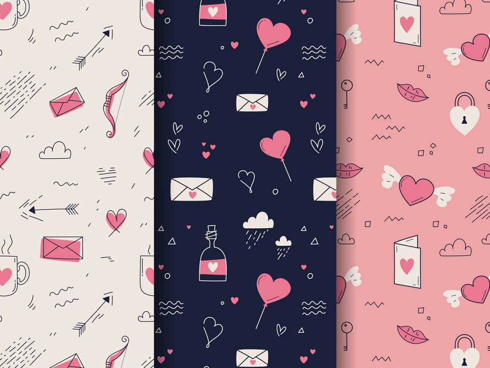 Hand Drawn Valentine's Day Patterns Collection