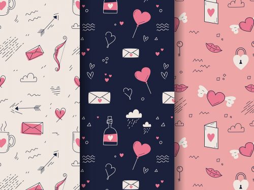 Hand Drawn Valentine's Day Patterns Collection