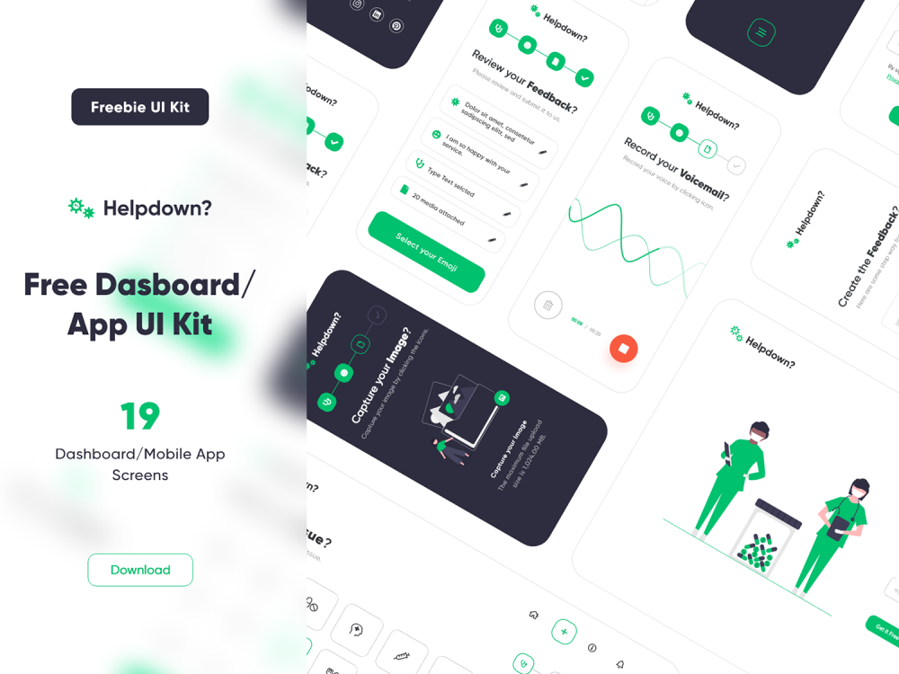 HelpDown UI Kit (ios-Dashboard)