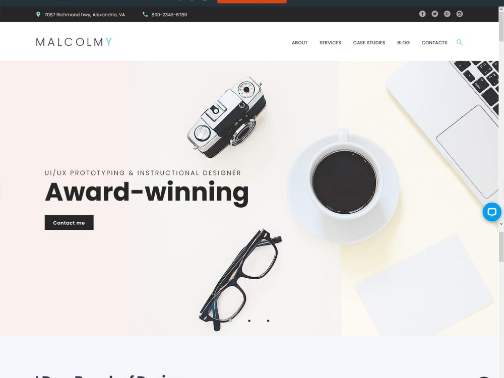MalcolmY - Freelance Designer Personal Portfolio Lite Free WordPress Theme
