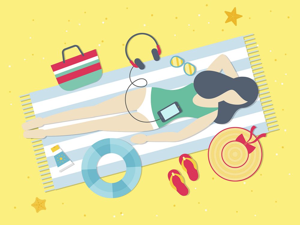 Resting on the Beach Illustration