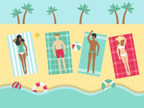 Sunbathing on the Beach Illustration