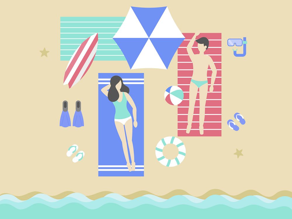 Sunbathing on the Beach Illustration