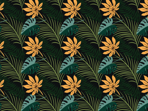 Tropical Leaves Pattern Vector Illustration