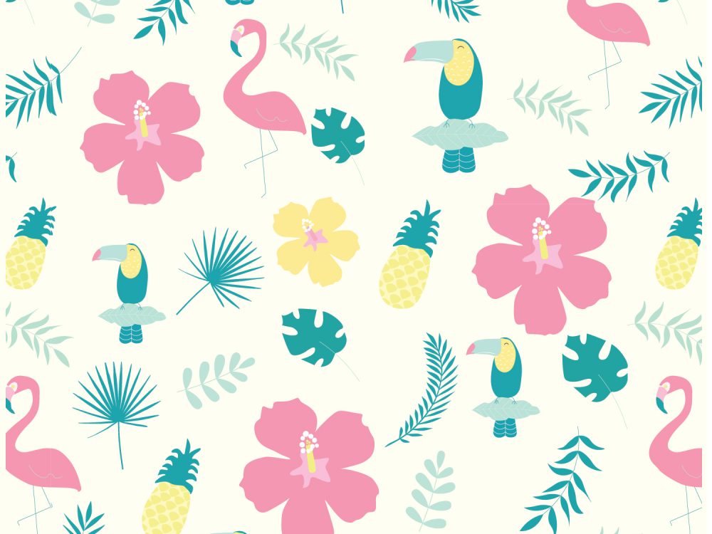 Tropical Pattern With Birds Vector