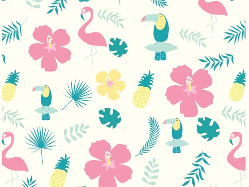 Tropical Pattern With Birds Vector