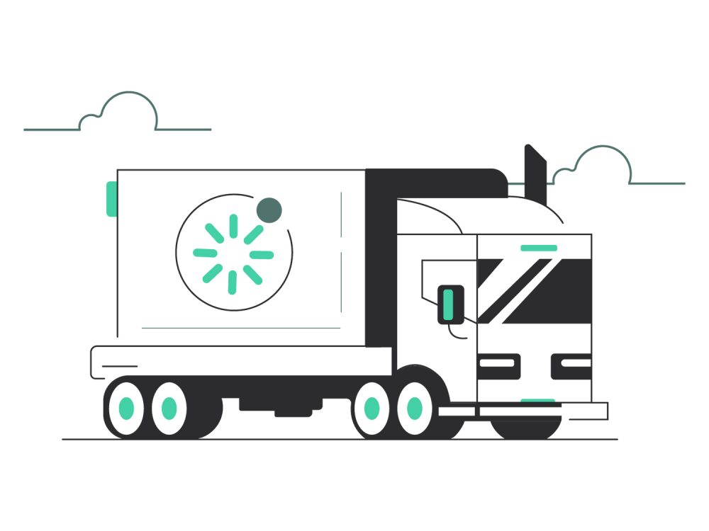 Truck On The Road Vector Illustration