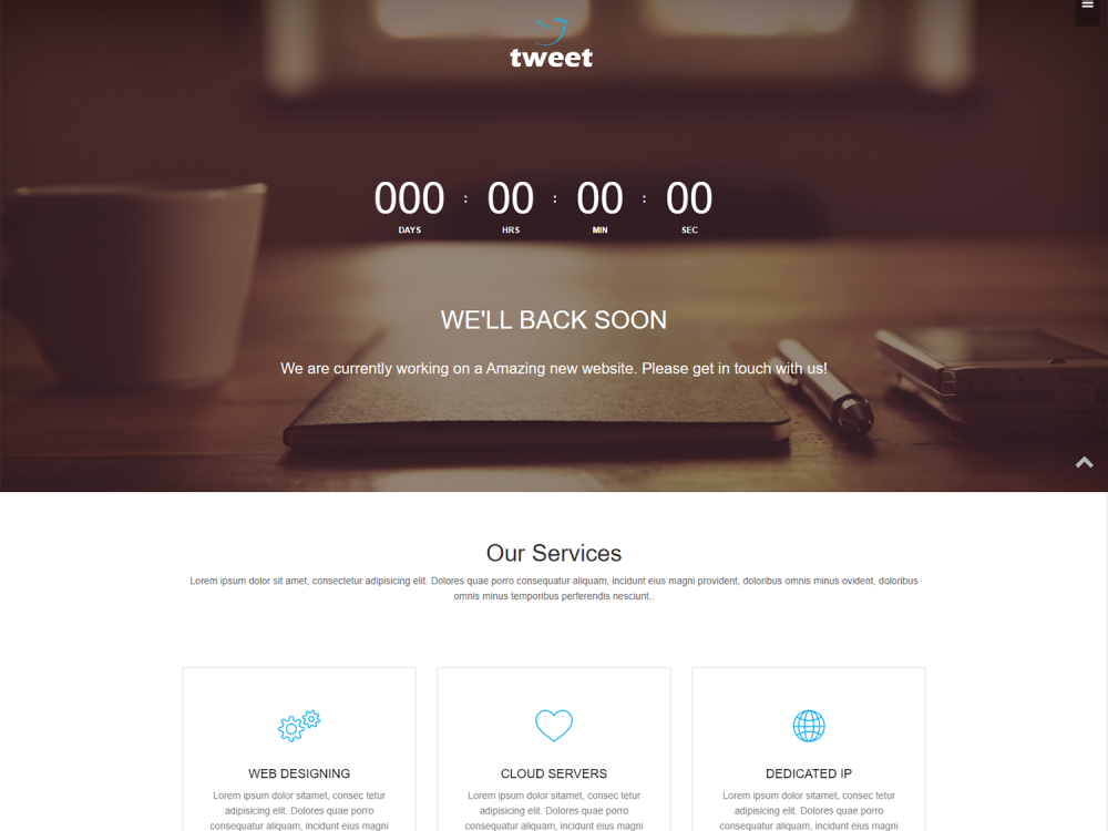 Tweet Coming Soon Material Design Web Template