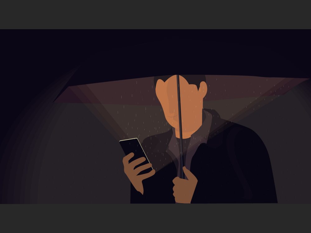 Under Umbrella Rain Is Not A Hindrance Illustration