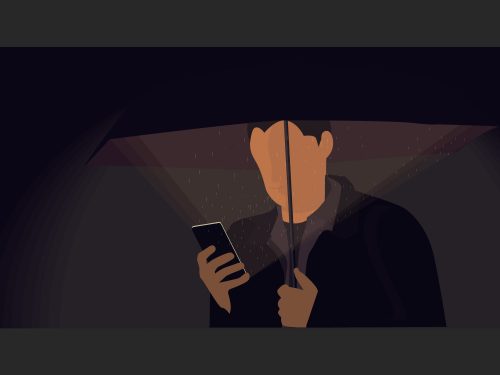 Under Umbrella Rain Is Not A Hindrance Illustration