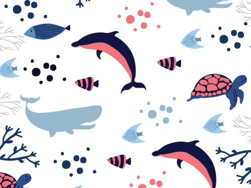Underwater Animals Summer Vector Pattern
