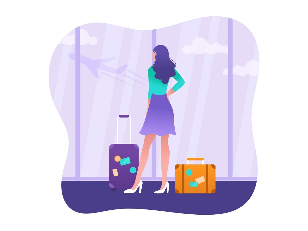 Woman with Suitcase Vector