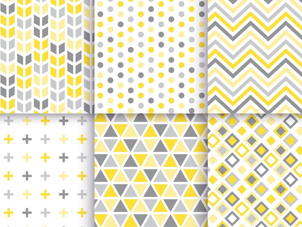 Yellow and Grey Geometric Pattern Set