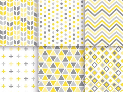 Yellow and Grey Geometric Pattern Set