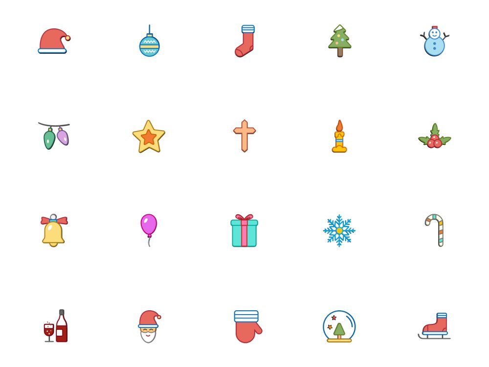 Christmas Color And Outline Icons