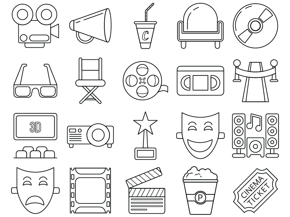 Cinema Free Vector Icon Set 2
