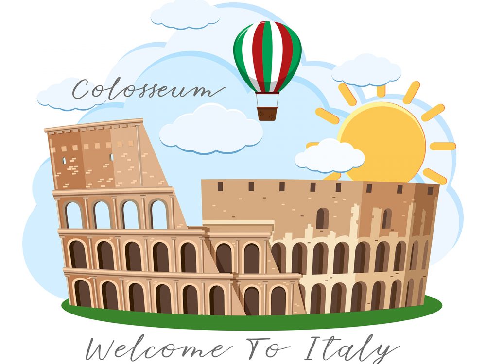 Coliseum Rome Italy Landmark Illustration