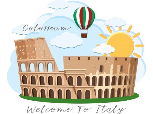 Coliseum Rome Italy Landmark Illustration