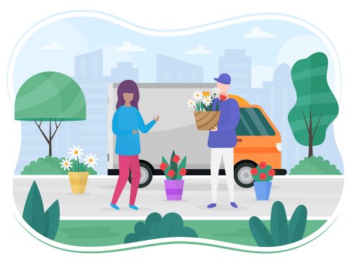 Flower Delivery Free Flat Illustration