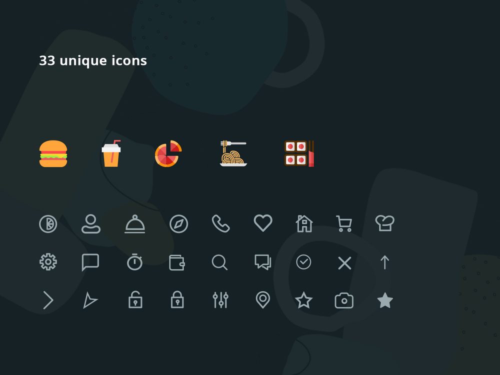 Food Delivery App IOS design + UI Kit + Mockup + Unique Icons 3