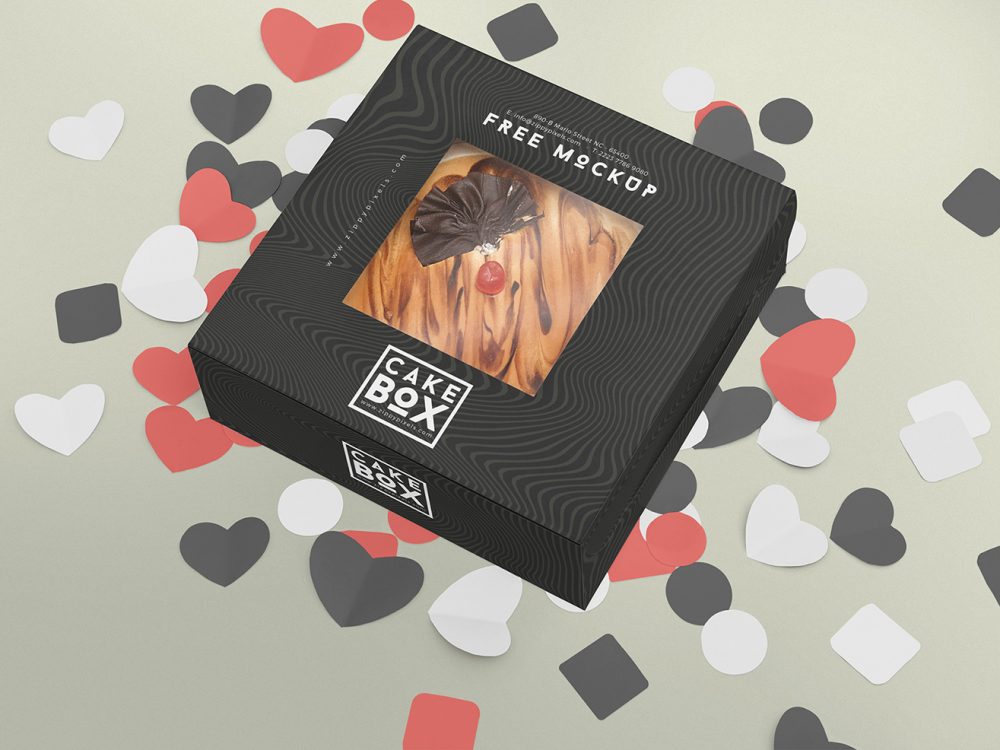 Free Lovely Cake Box Mockup