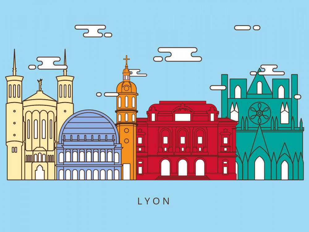 Free Lyon Landmarks Illustration