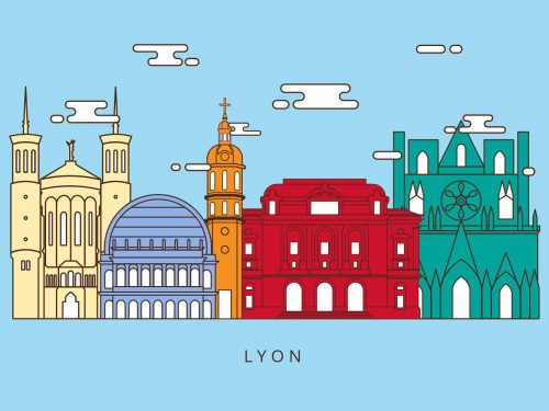 Free Lyon Landmarks Illustration