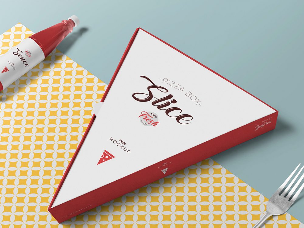 Free Pizza Slice Box Mockup