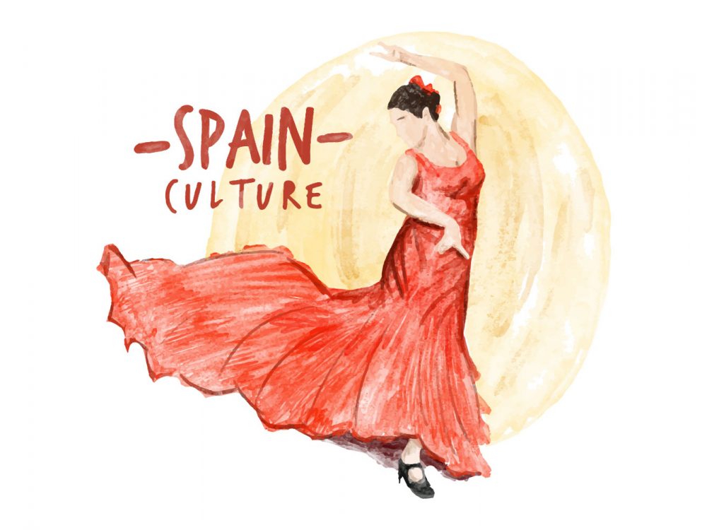 Free Spain Culture Watercolor Illustration