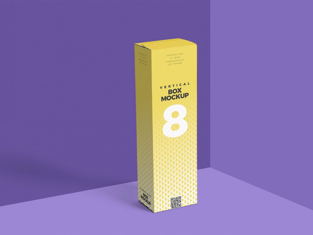 Free Vertical Box Mockup
