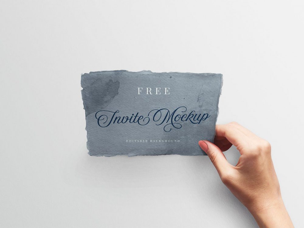 Free Wedding Invitation with Hand Mockup