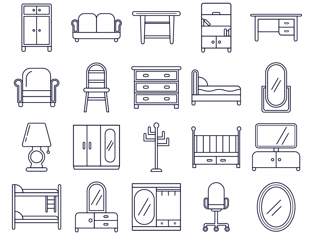 Furniture Free Vector Icon Set 2