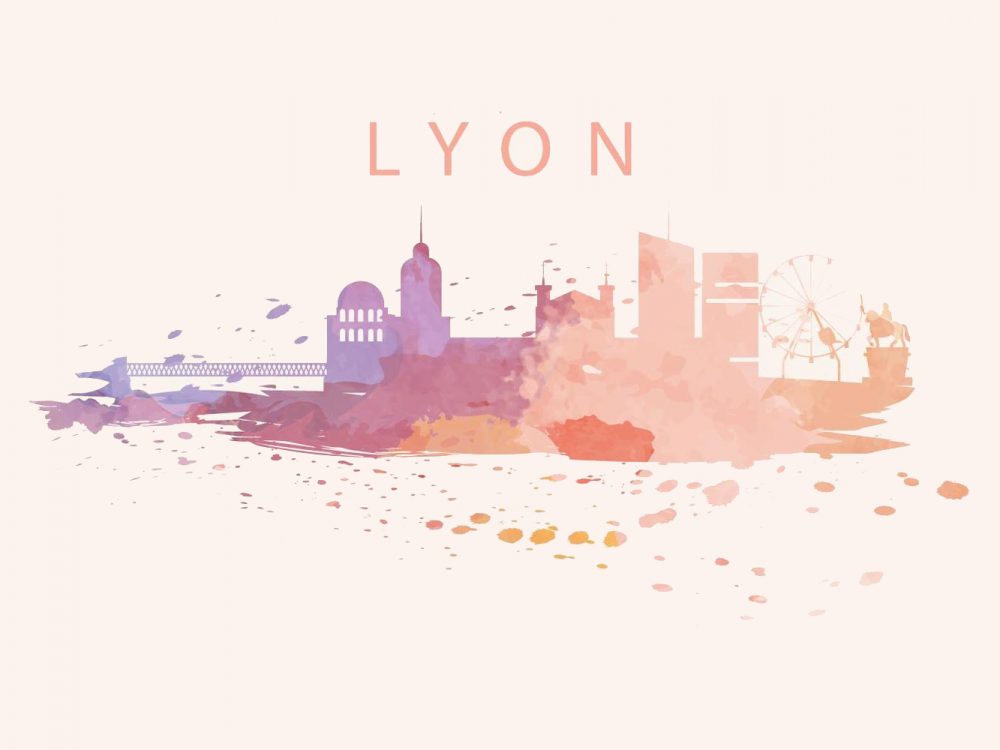Lyon City of Watercolor Illustration