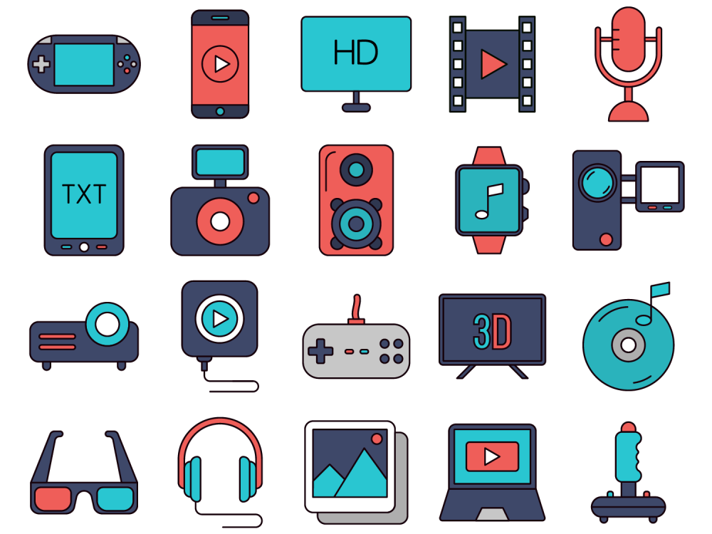 Multimedia Vector Free Icon Set