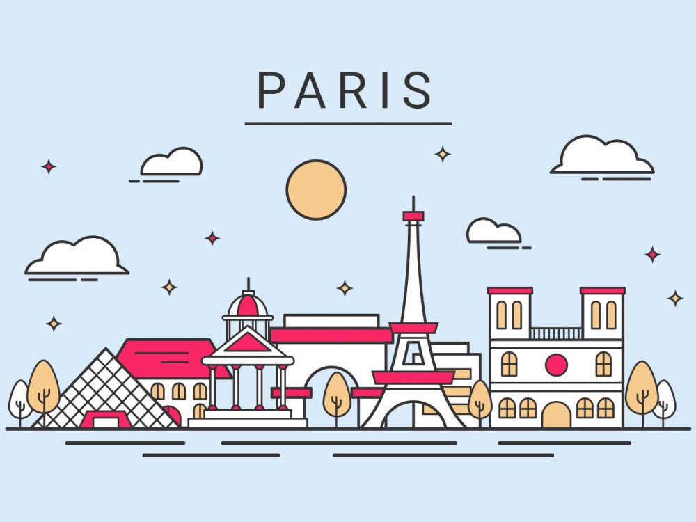 Paris City Skyline Illustrations