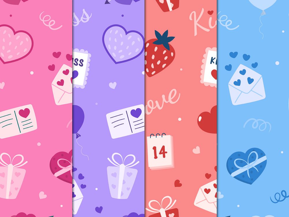 Romantic Valentines Day Vector Free Seamless Pattern