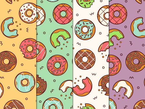 Sweet Donuts Vector Free Seamless Pattern