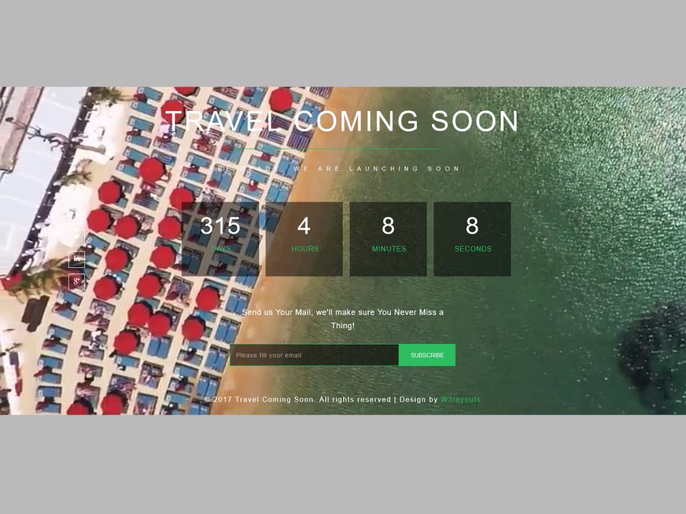 Travel Coming Soon a Flat Responsive Widget Template
