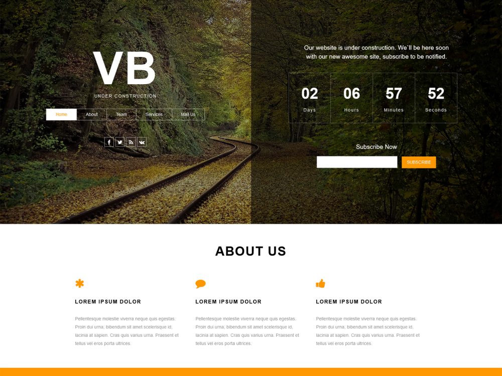 VB Under Construction a Flat Bootstrap Responsive Web Template