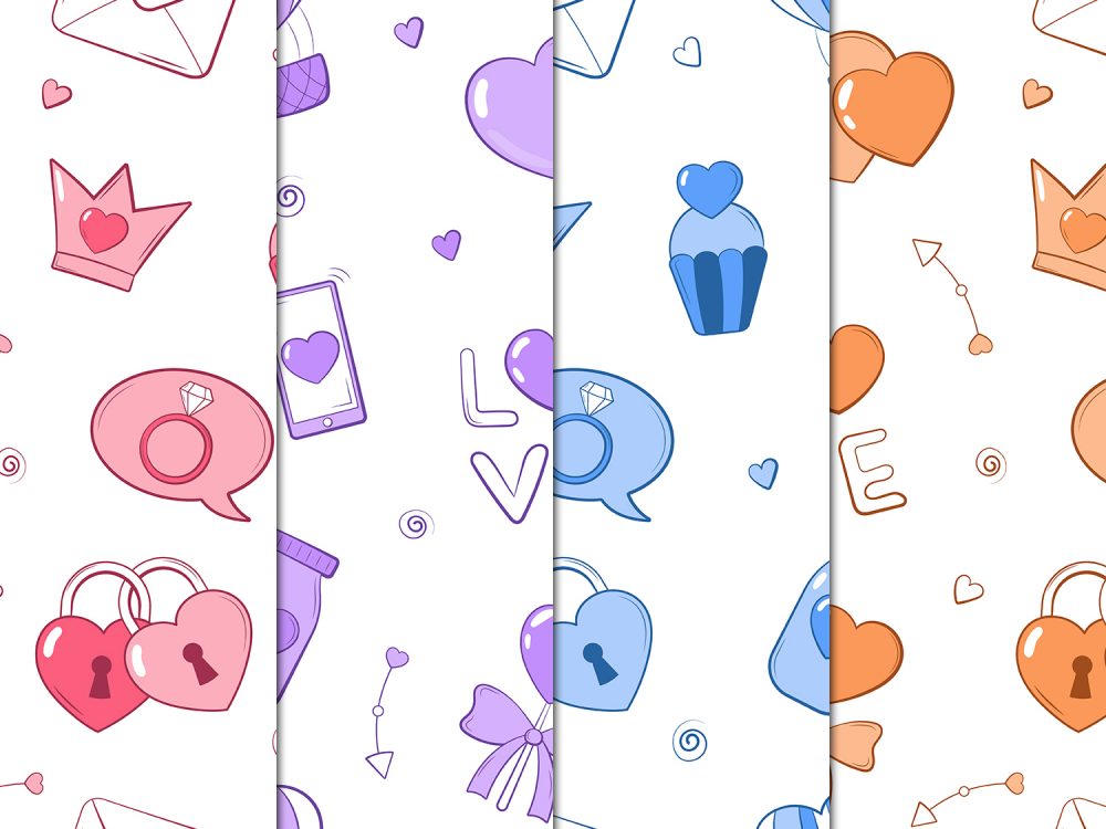 Valentines Day Hand Drawn Free Vector Seamless Pattern