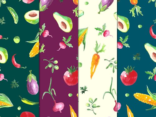 Watercolor Vegetables Vector Seamless Free Pattern
