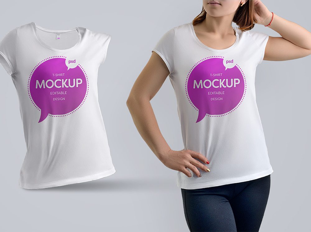 Woman T-Shirt Free PSD Mockup
